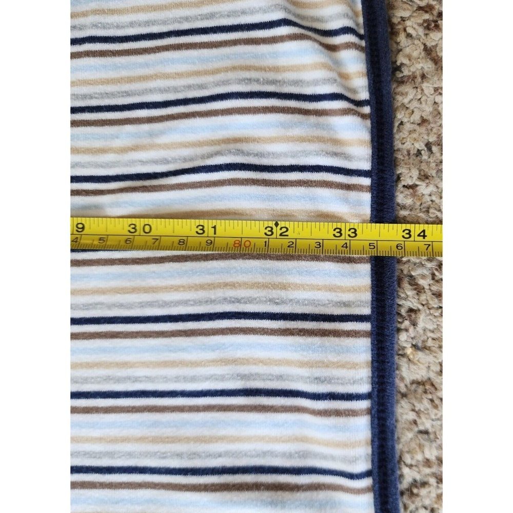 Carter's Baby Blanket Receiving Swaddle Jersey‎ Cotton Blue/Brown/White Striped - Picture 5 of 8